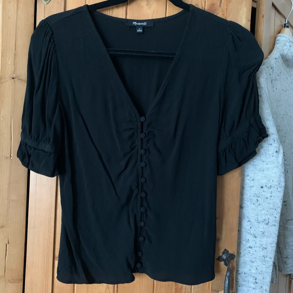 Madewell black button front blouse